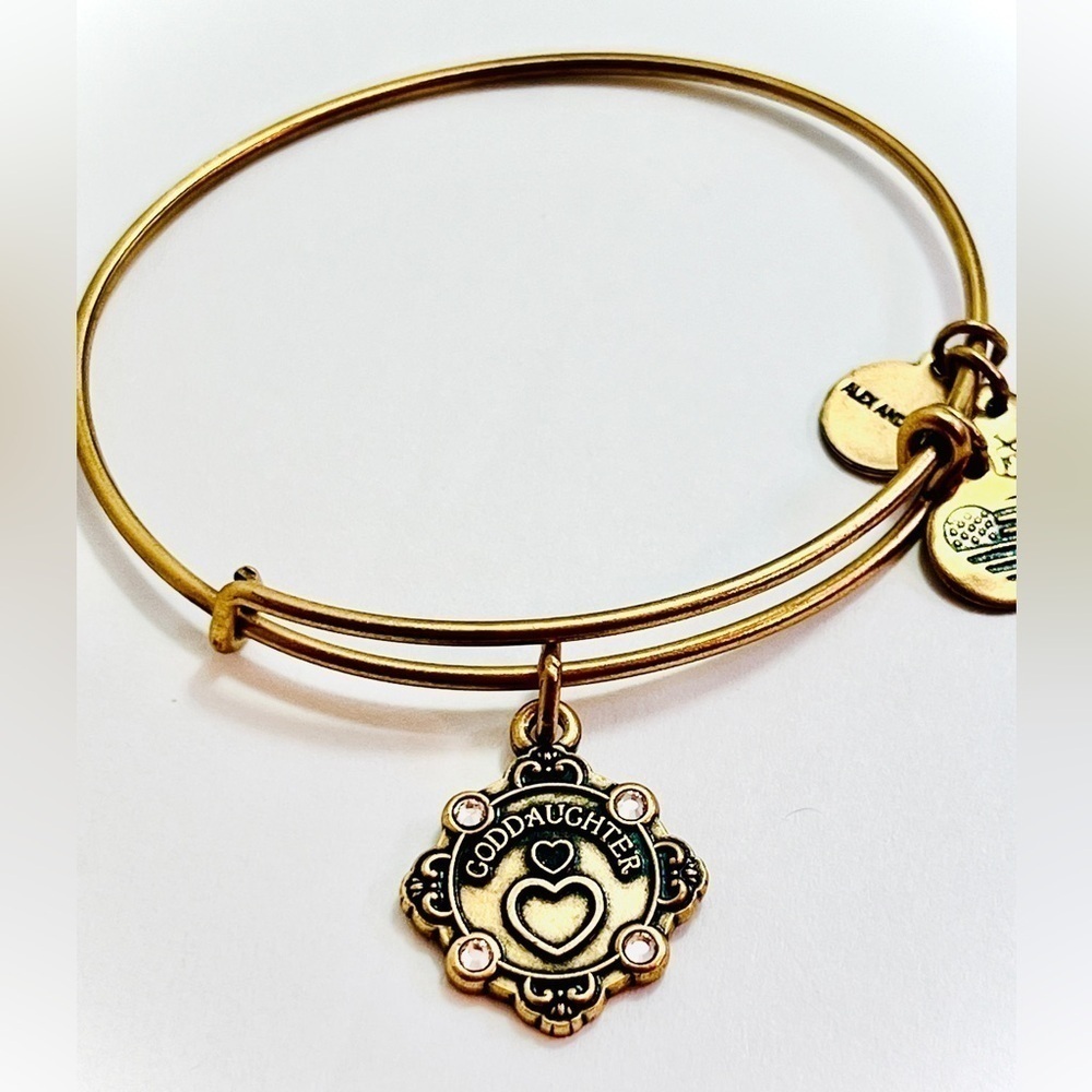 Alex and Ani Goddaughter with Crystals Expandable Bangle, Gold Finish.